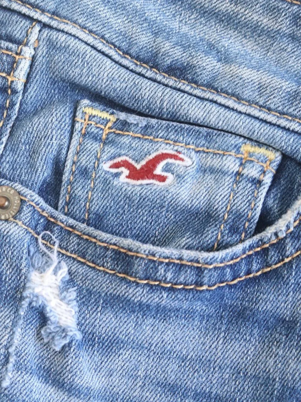 Hollister | Distressed Denim Bermuda Cutoff Long Jean Shorts Jorts Size 0R 24x33